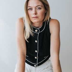 Rachel Zoe Black Top with White Trim